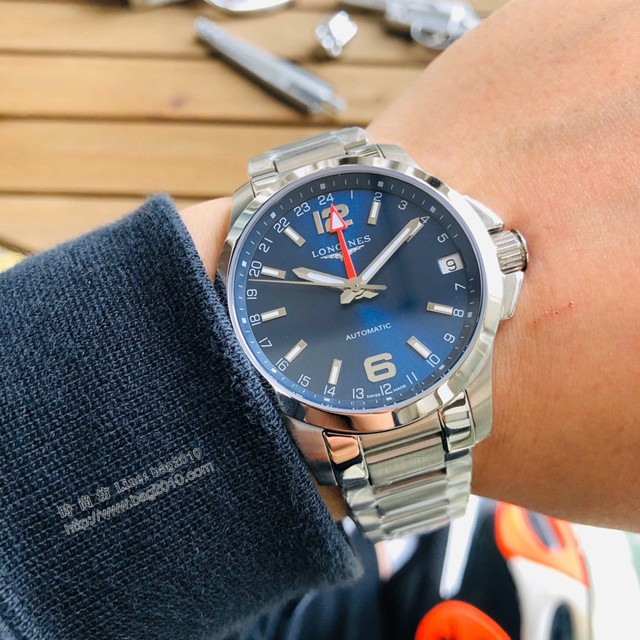 浪琴複刻男士手錶 LONGINES康卡斯系列優雅腕表運動GMT腕表  gjs2181